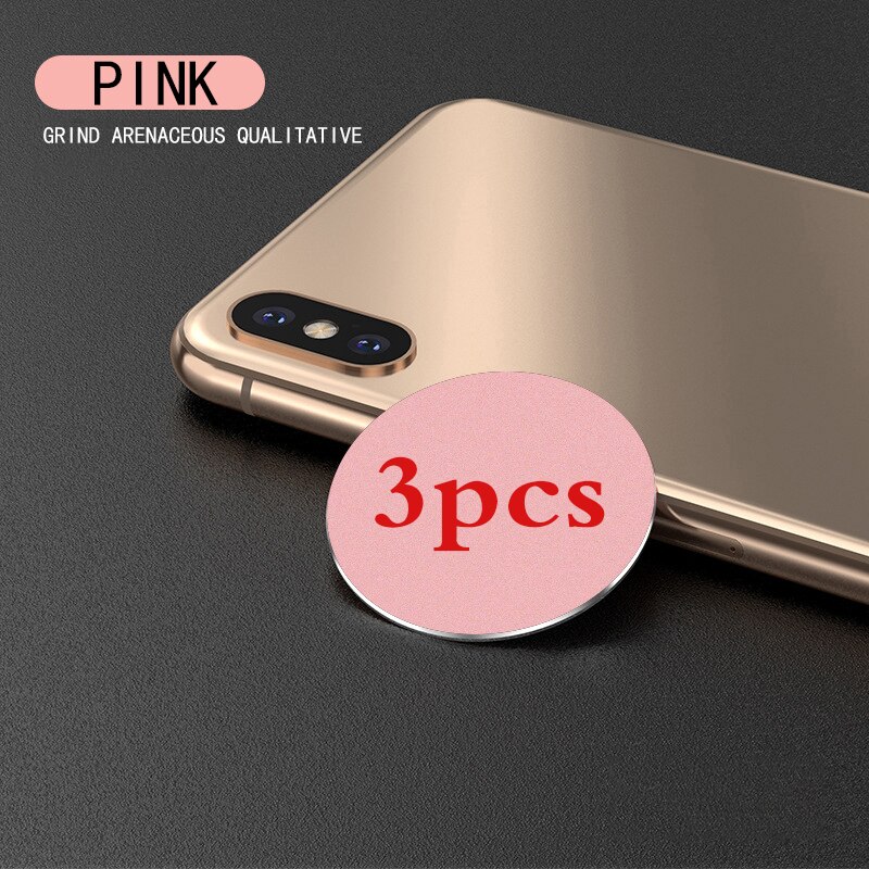 Adhesivo para iphone, placa de Metal, disco, hoja de hierro, soporte magnético para teléfono móvil, accesorios para coche, soporte magnético para teléfono, novedad de: Rose Gold FD  3pcs