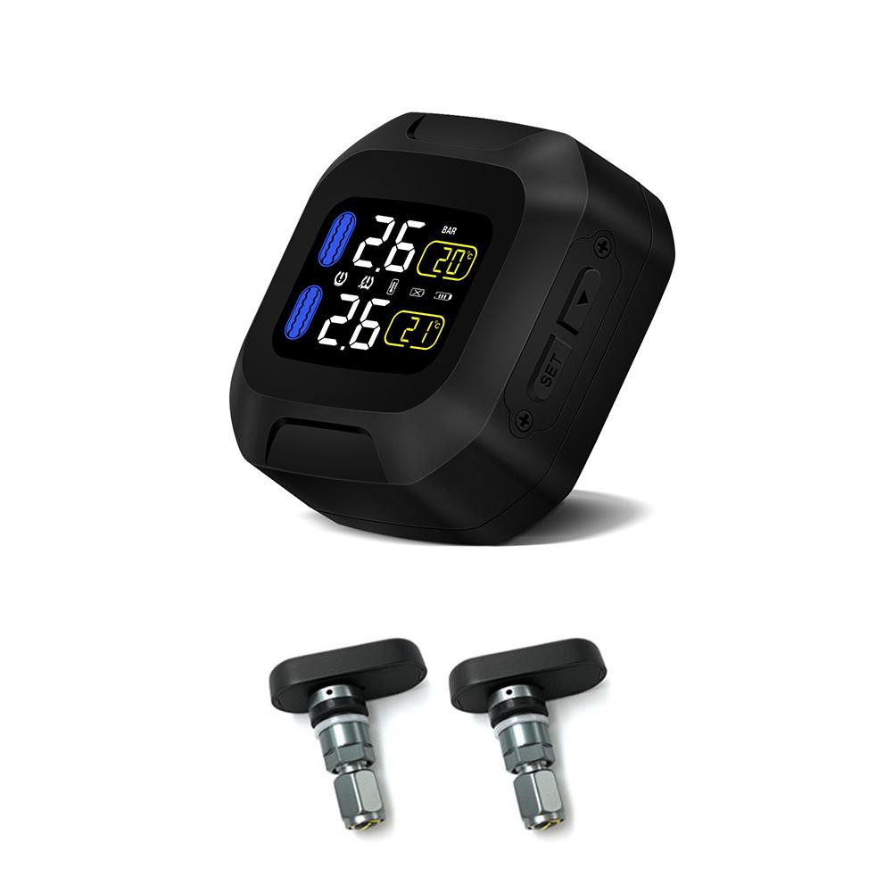 Tpms Motorcycle Wireless TPMS Tire Pressure Monitoring System Motor Tyre Auto Alarm 2 External Sensor Moto Tools