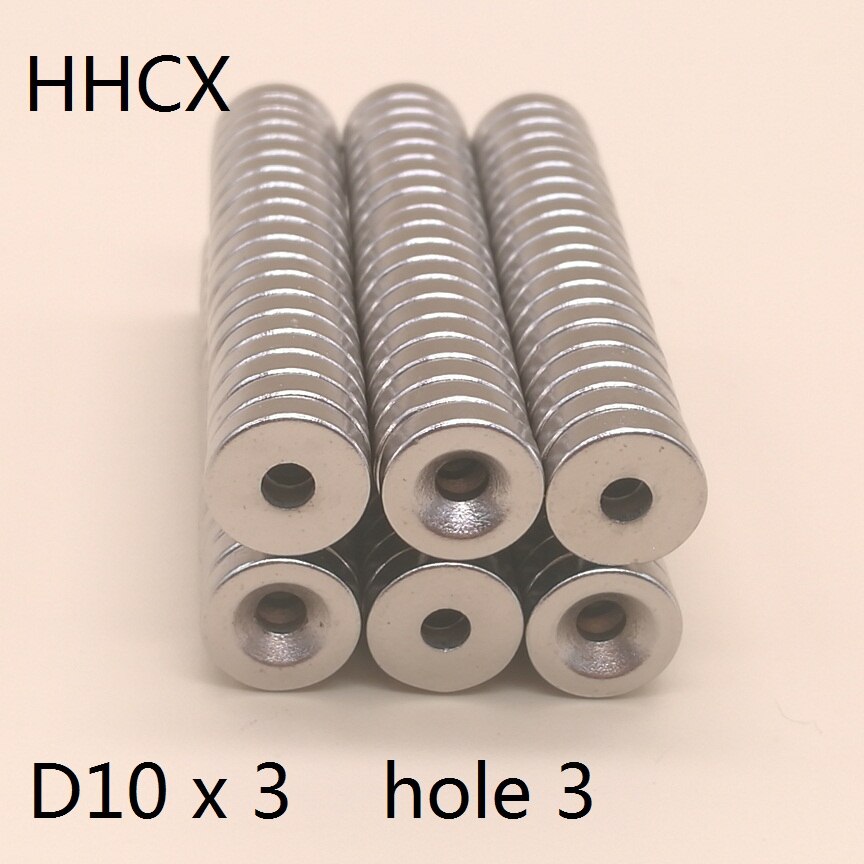 10 20 50 100 stk/parti skivemagnet 10*3 hul 3 n35 d forsænket permanentmagnet 10 x 3 magneter 10 x 3-3 til højttaler