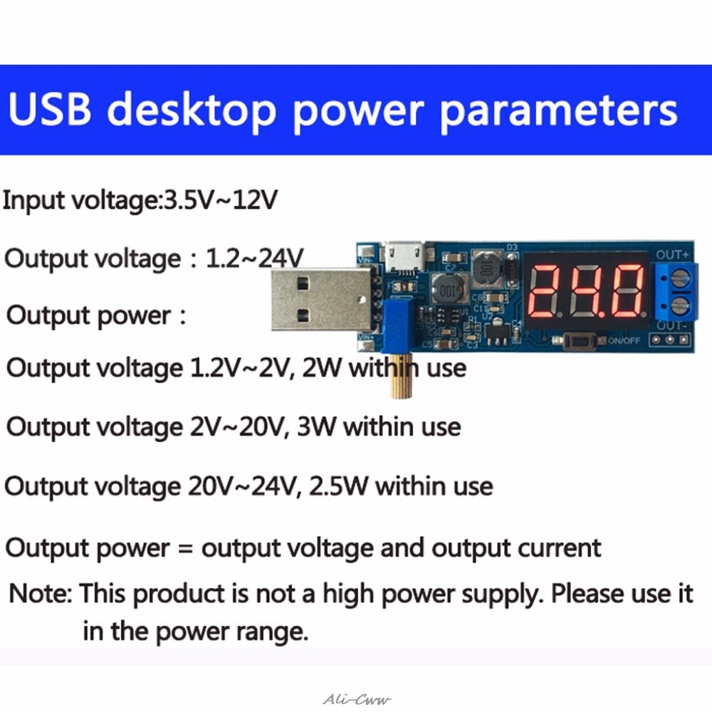 Dc -dc 5v to 1.2v-24v usb step up/down voeding module instelbare converter