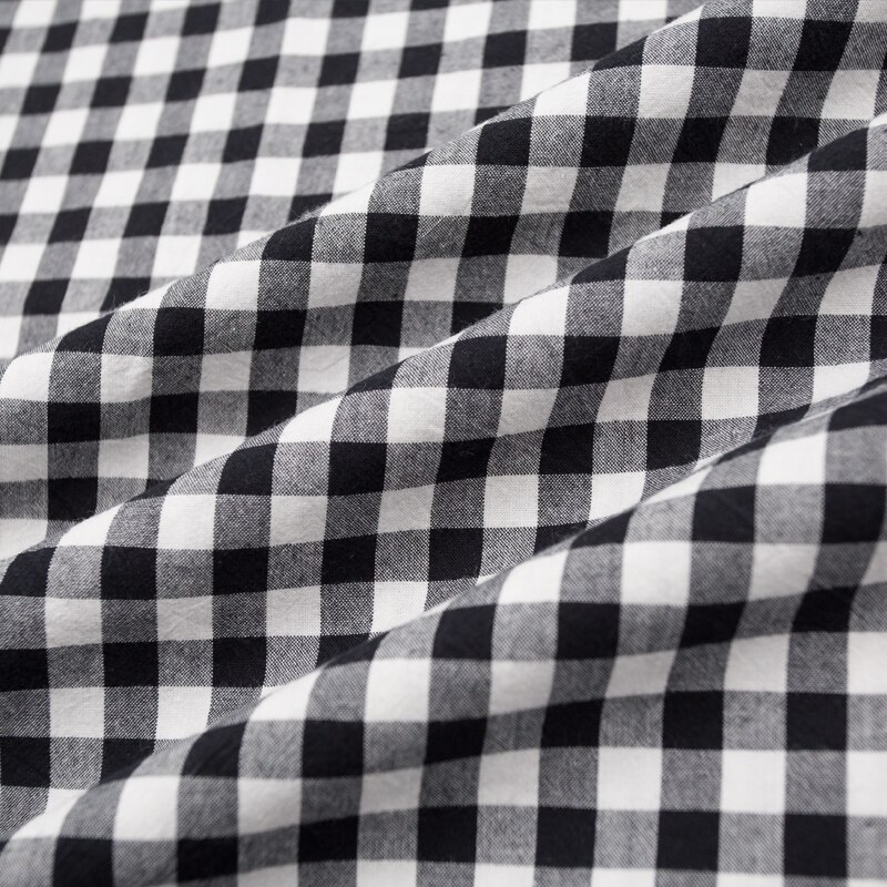 Waschen Reiner Baumwolle 100% Stoff für Bettwäsche Decke Abgedeckt Kleidung Shirt Netz gestreift Plaid Tuch Brokat NäHenne Diy 50x250cm: Schwarz Weiß überprüfen