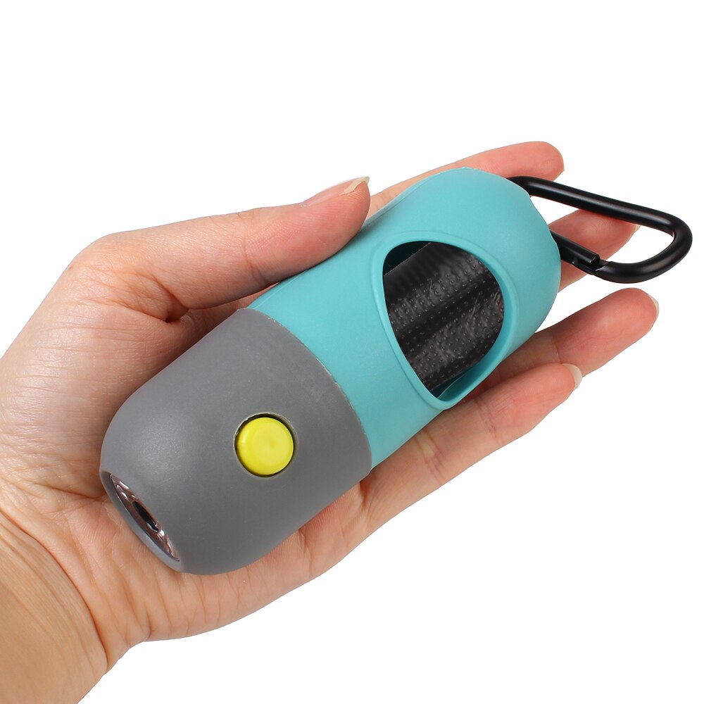 Distributeur Portable de sacs à merde pour chiens, sac à ordures pour animaux de compagnie, en forme de Capsule, avec lumière LED, ramassage de toilette pour chiens, fournitures