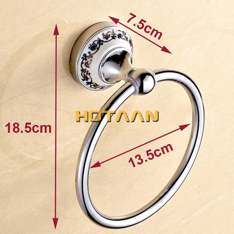 Vintage Stijl Badkamer Handdoek Ring Wall Mount Houder Handdoekenrek Chrome Plaat Roestvrij Staal Badkamer Accessoires Met Keramische