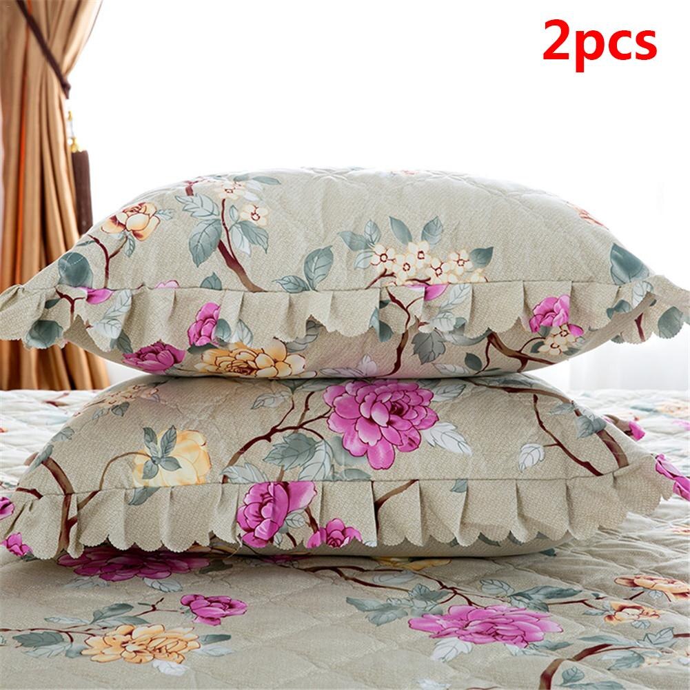 150*200Cm Pastorale Bed Cover Effen Bed Cover Lakens Katoen Gewatteerde Kant Sprei Kant Laken Ondersteuning: 2pcs Pillowcases C