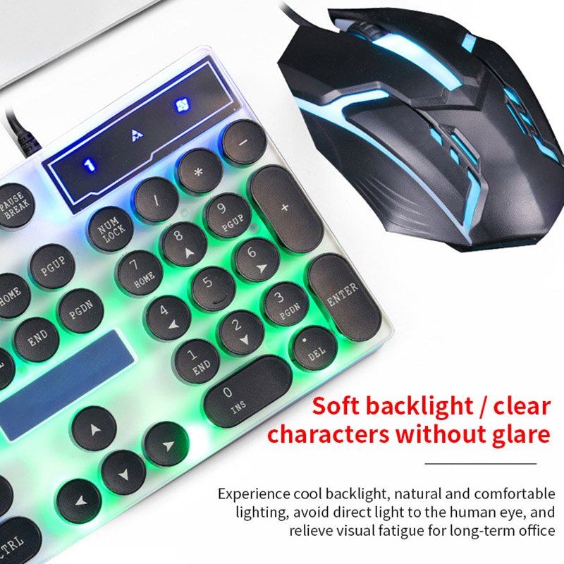 Mekanisk tangentbordsmus färgglad cool bakgrundsbelysning gamingmus och tangentbord wouse ergonomiska tangentbordsset för pc-spelare