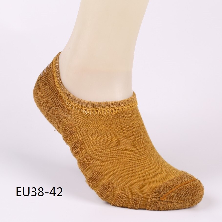 Chaussettes style serviette, invisible, pour homme, 6 pièces (3 paires), 3 couleurs/lot, matière coton, rayures, semelles anti-dérapantes, , , grande taille EU 43-46: YELLOW