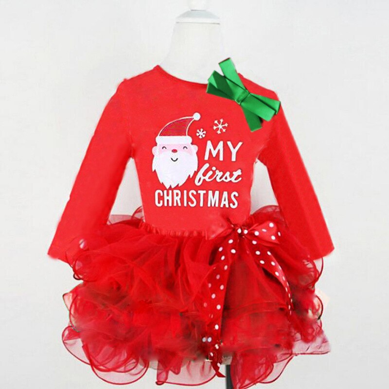 Julklänning för tjejer tomtemönster barn festklänningar barns juldräkt år karnevalskläder 2-8 år: Stil 3 / 90cm