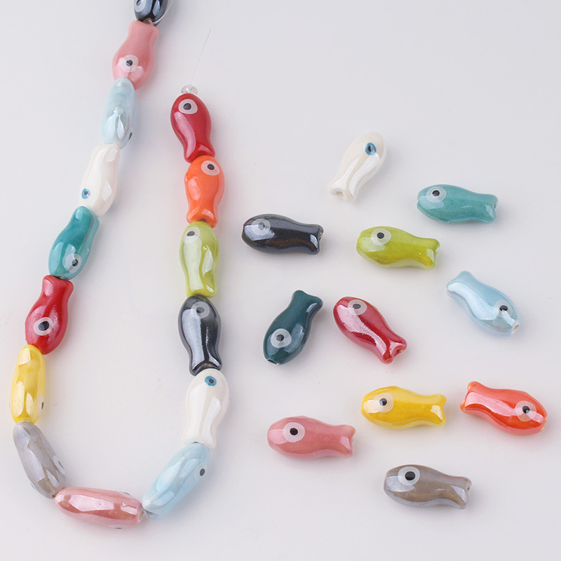 Abalorios de peces pequeños Retro, 10 piezas, espaciador de cerámica, cuentas sueltas para la fabricación de joyas, accesorios de pulsera DIY
