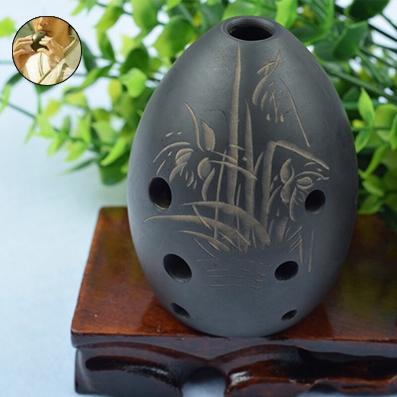 Ocarina – Instrument de musique à 8 trous, en argile noire, Xun, pour enfants débutants,