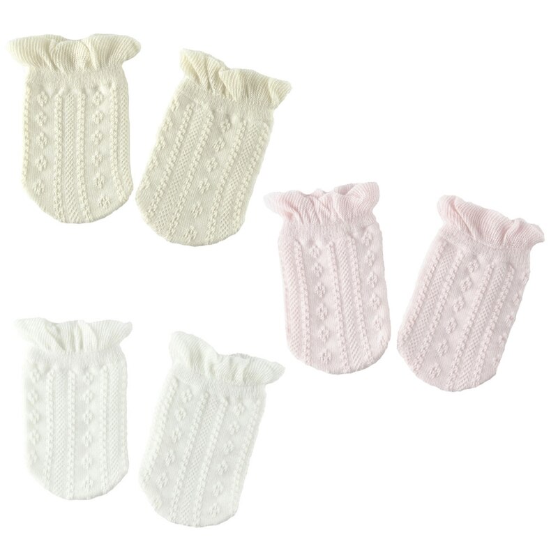 1 Paar Baby Handschoenen Wanten Pasgeboren Douche Zacht Katoen Gebreide Warmer Sokken Sox