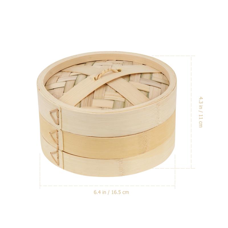 1 Set Bamboo Steaming Rack Food Steaming Basket Bamboo Food Steamer Flour Buns Dumplings Steaming Rack: 16.5X16.5X11CM