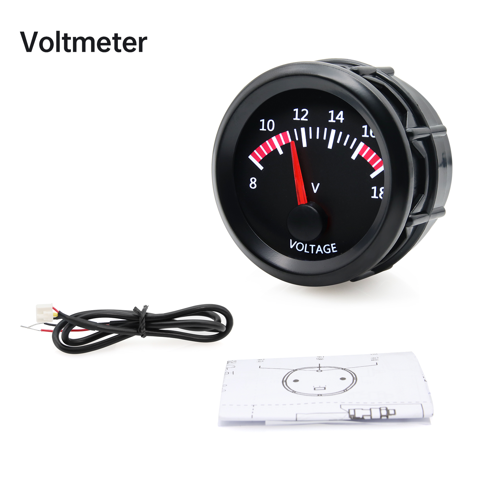 52mm Car Exhaust Gas Temp Gauge Vacuum Oil Pressure Bar PSI Gauge Voltmeter Oil Temperature Water Temp With Sensor for 12V Car: Orange