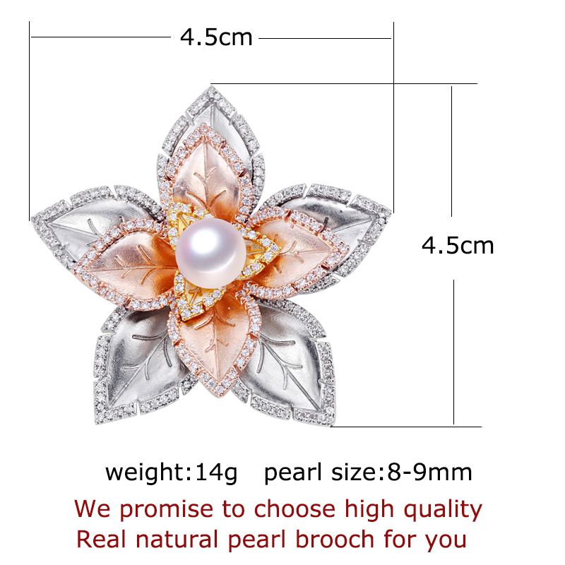 ZHBORUINI Feine Schmuck Natürliche Süßwasser Perle Brosche Non Fading Tricolor Brosche Pins Perle Schmuck Frauen Italienische Technologie
