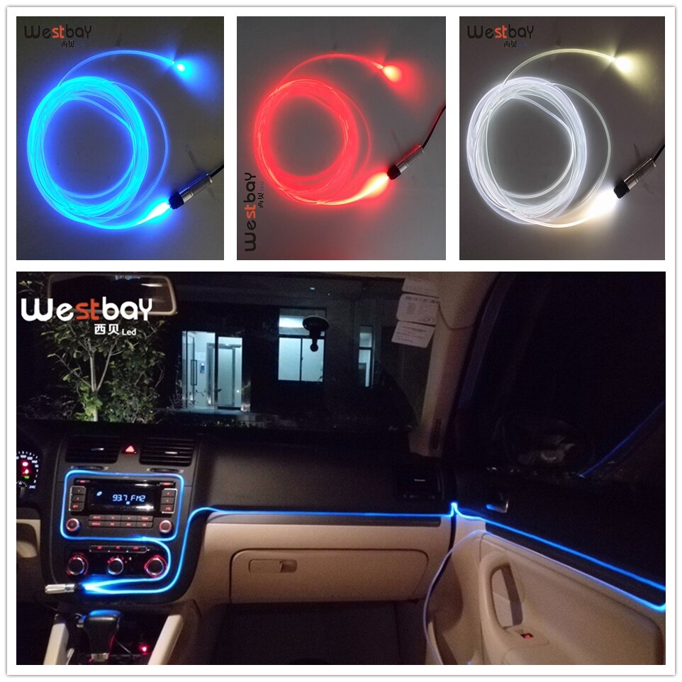 Westbay 3W LED mini Fiber Optic Light Engine Kit 3.0mm*2m Optic Fiber DC12V For Car Decoration and Festival Decoration