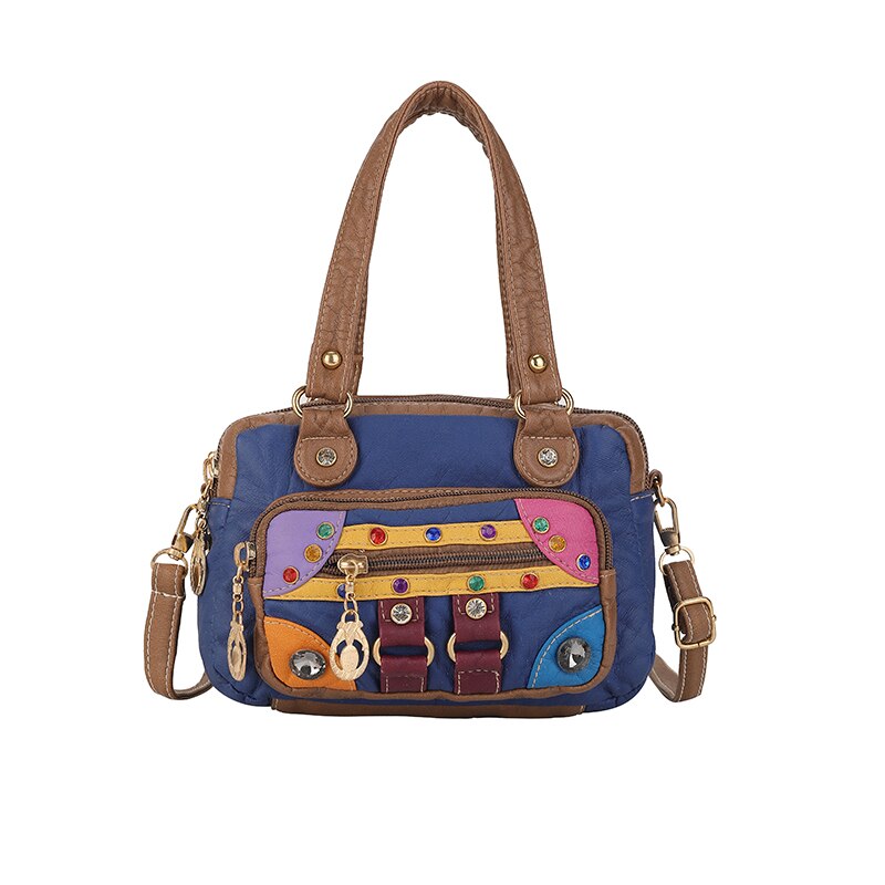 Pu Leather Multicolor Optional Shoulder Bag Ladies Crossbody Messenger Bag Ladies Rivet Soft Package Patch Multi-pocket