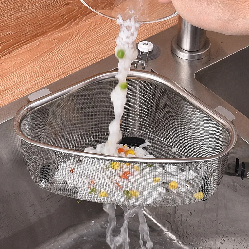 Kitchen Drain Basket Household Hangable Sink Rack Garbage Filter Drain Basket Kitchen Tools Mesh Strainer Baskets Sink Strainer
