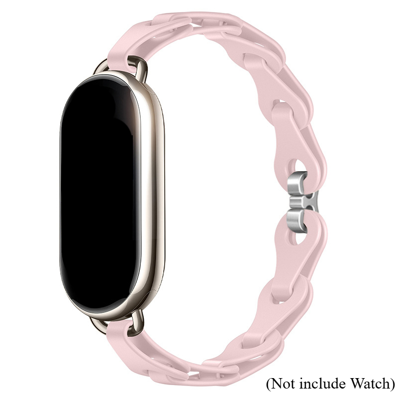 Rubber Strap for Xiaomi Mi Band 9 Stainless Steel Buckle Bracelet for Miband 8 NFC Lady Style Replacement Silicone Band