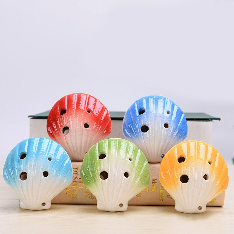 3 Kleuren Ocarina 6 Gat Shell Kleine Ocarina Alto C Tone Beginner Ocarina Toeristische Souvenir Onderwijs Speelgoed Keramische Hanger