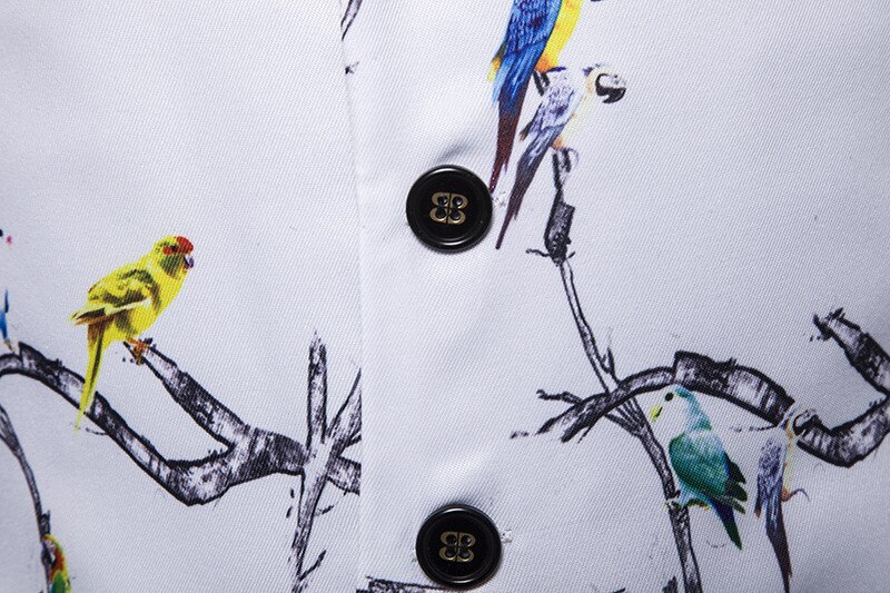 Herfst- en winterherenvest 3d vest met vogeltakprint herenkostuumvest trouwvest  mj165