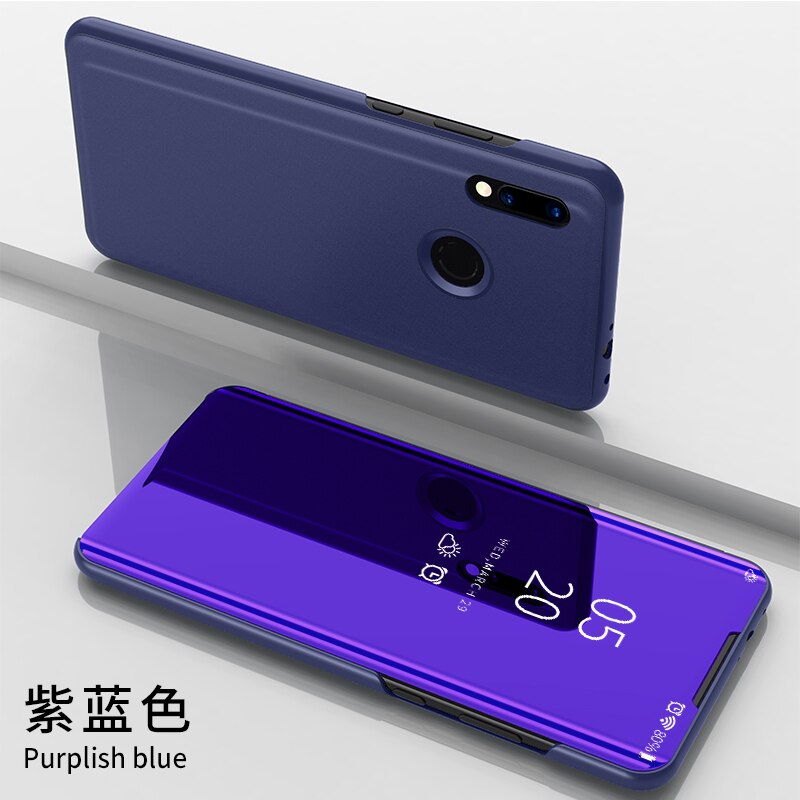 per ZTE V10 Caso di Vita Dello Specchio di Lusso di Vibrazione Del Cuoio Cassa Del Telefono per ZTE lama V10 Vita Del Basamento di Protezione Del Telefono Antiurto sacchetto Della Copertura: viola blu