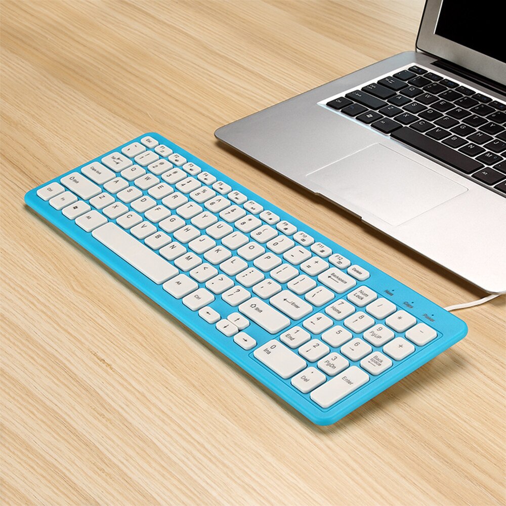 Domáca kancelária drôtová počítačová klávesnica myš combo ergonomická usb stolová klávesnica klasická univerzálna 96 klávesy pre pc notebook notebook: Modrá klávesnica káblová