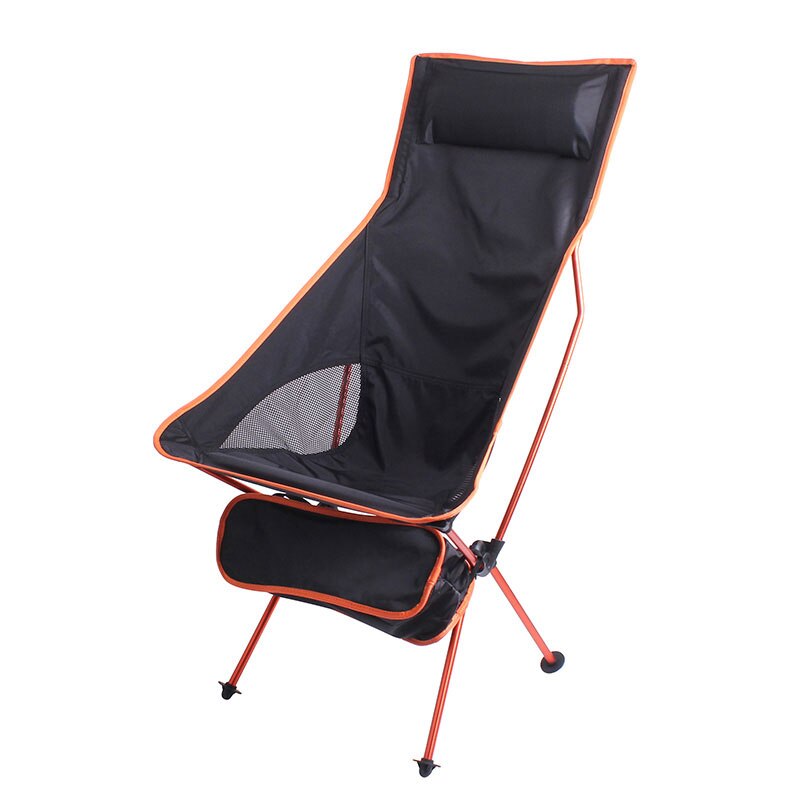 Bærbar camping udendørs sæde sammenfoldelig fiskestol letvægts have ultralightextended vandrestole bbq strandstol med taske: Orange
