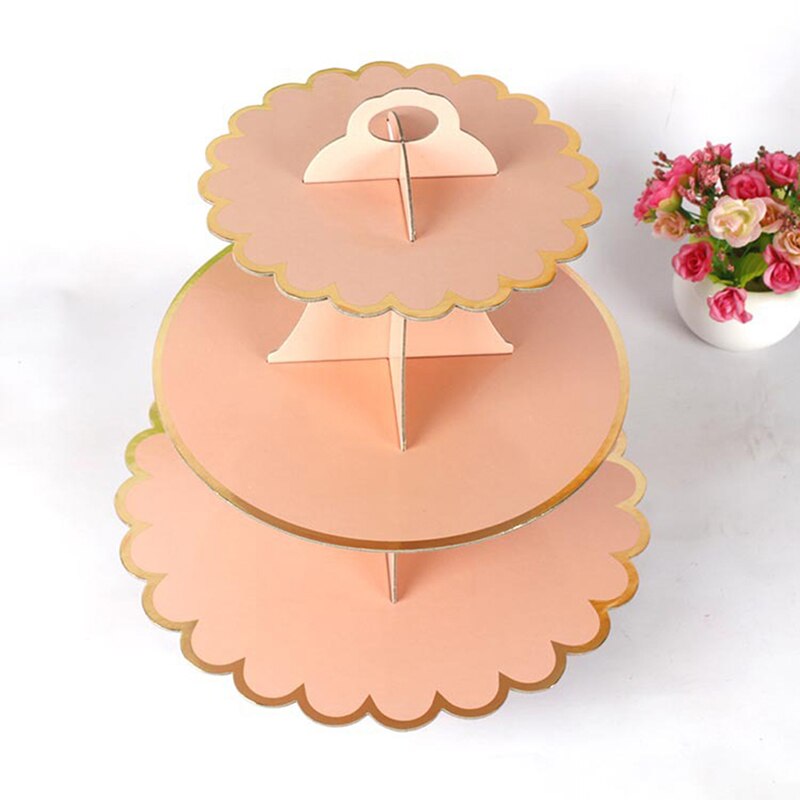 3-Tier Round Cardboard Cupcake Stand Pastry Serving Platter Party Dessert Tower