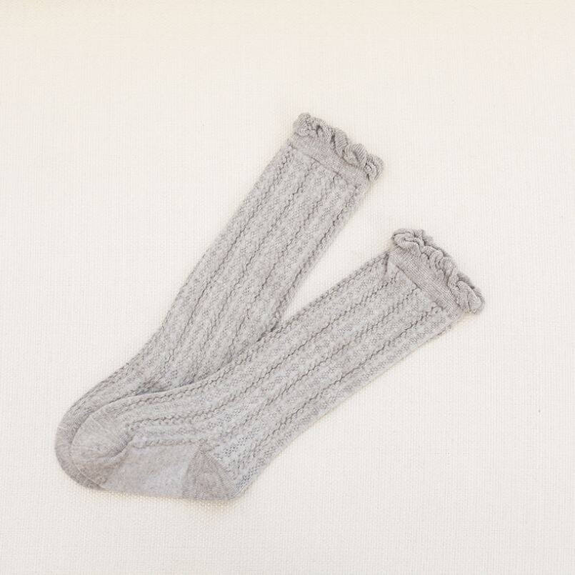 Neue Kleinkind Baby Mädchen Knie Strümpfe Strumpfwaren Bein Warme Baumwolle Atmungsaktiv Baby Kleinkind stricken Über Oberschenkel Baumwolle Strümpfe: Grau / 1 zu 3T