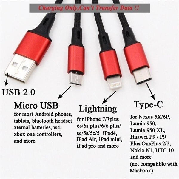 Multifunctionele Oplader Kabel Universele 3 In 1 Meerdere Usb Oplaadkabel Adapter Voor Iphone Huawei