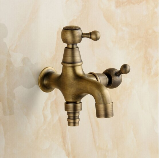 total brass bronze plating double using washing machine faucet bibcocks faucet tap garden outdoor mixer