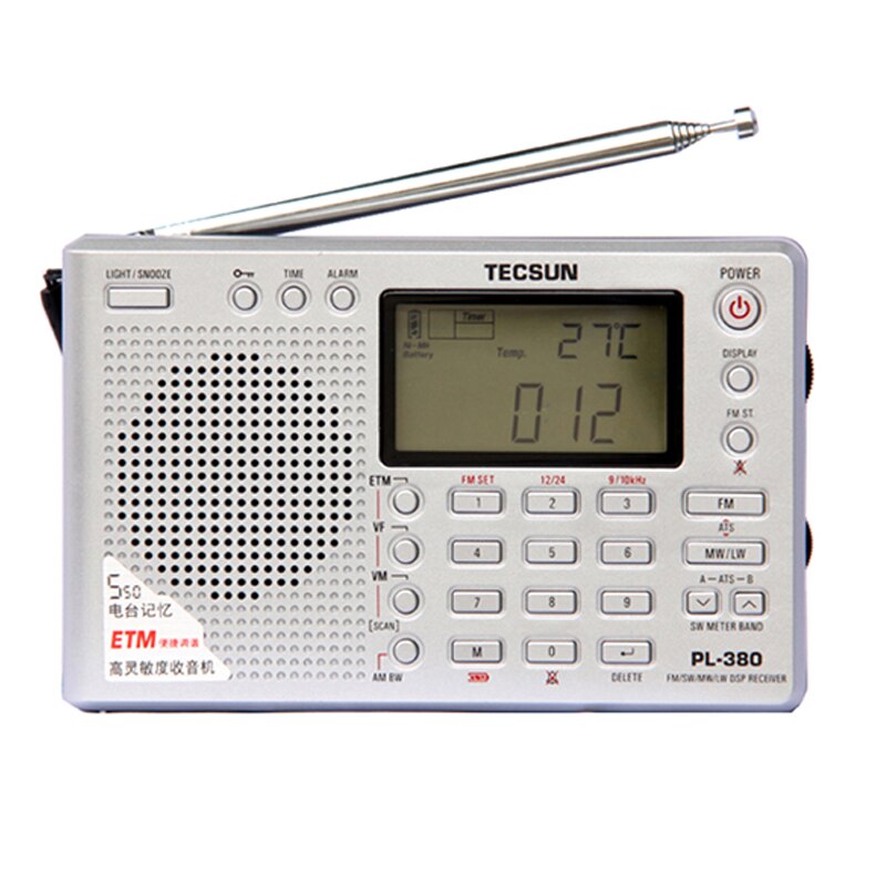 Tecsun pl -380 dsp pll fm mw sw lw digital stereo radio världsbandsmottagare radio bärbar fullband stereo liten radio