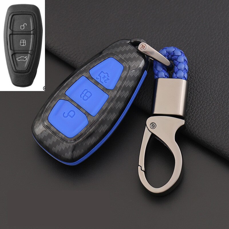 Carbon Fiber Remote Control Car Key Smart Remote Key Case Cover for Ford Fiesta Focus 3 4 MK3 MK4 Mondeo Ecosport Kuga Focus ST