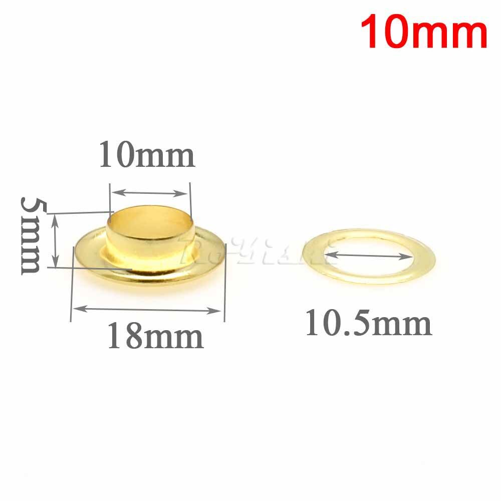 200pcs/pack Metal Eyelets Grommets 10MM 13MM for Leather Craft DIY Scrapbooking Shoes Practical Accessories