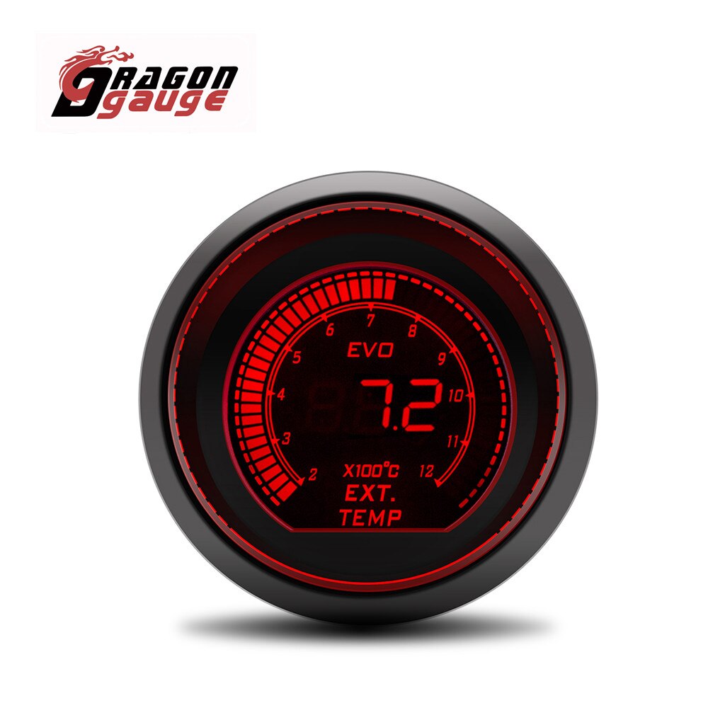 DRAGON GAUGE 52mm Tachometer Voltage Water Temp Oil Temp Oil Press Boost Vacuum Air Fuel Ratio Exhaust Temp LED Digital Display: Silver