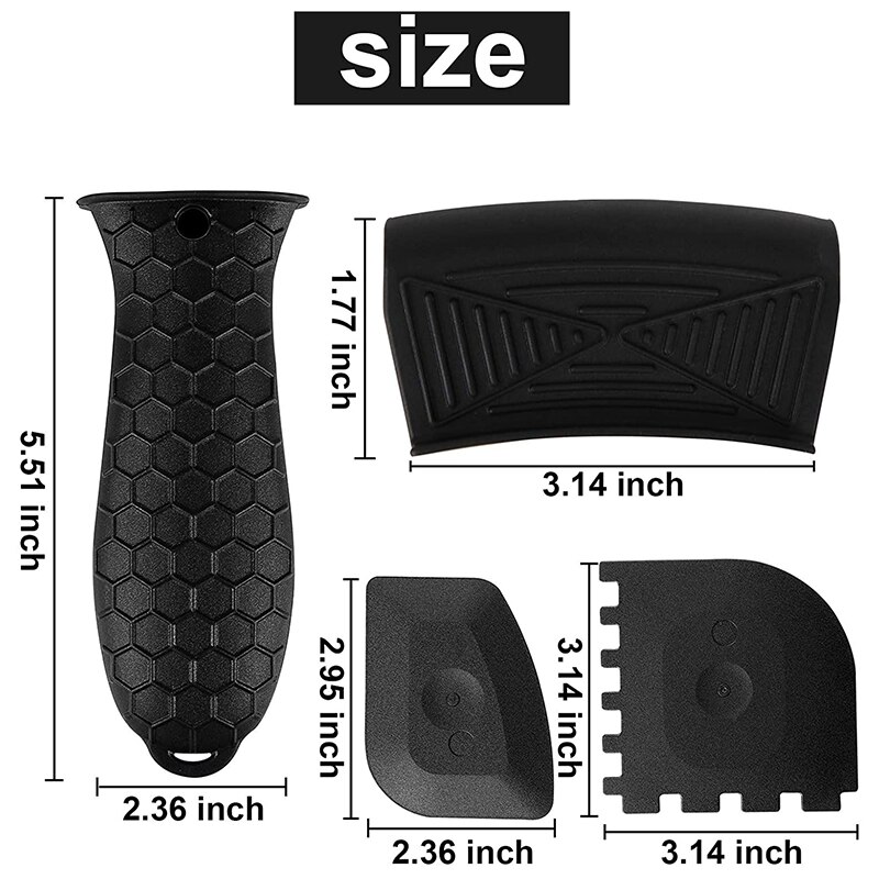 5Pcs Silicone Handvat Houder Gietijzeren Koekenpan Houders Cover Non Slip Pannenlap Mouwen Hittebestendige Pannenlap