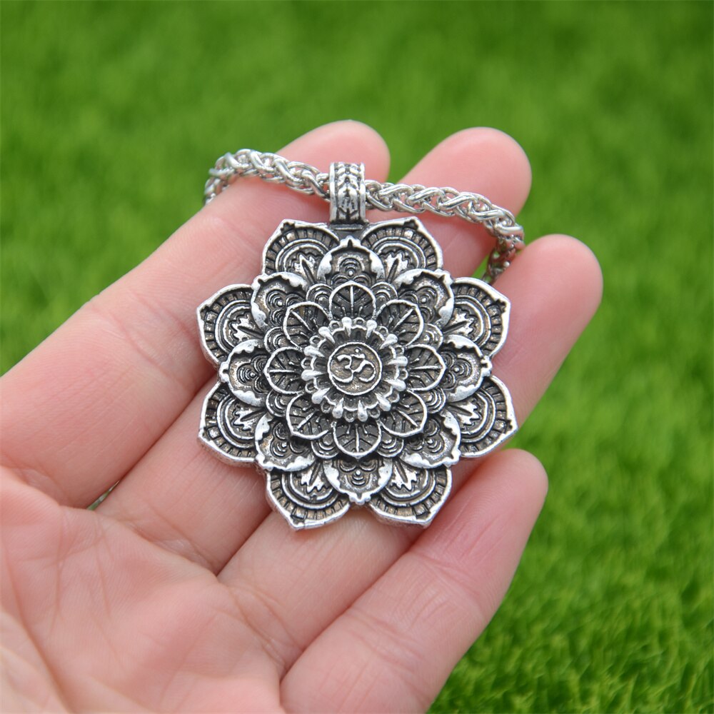Om Lotus Bloem Mandala Yoga Spirituele Hanger Vrouwen Kettingen Sieraden Valentijn Cadeau