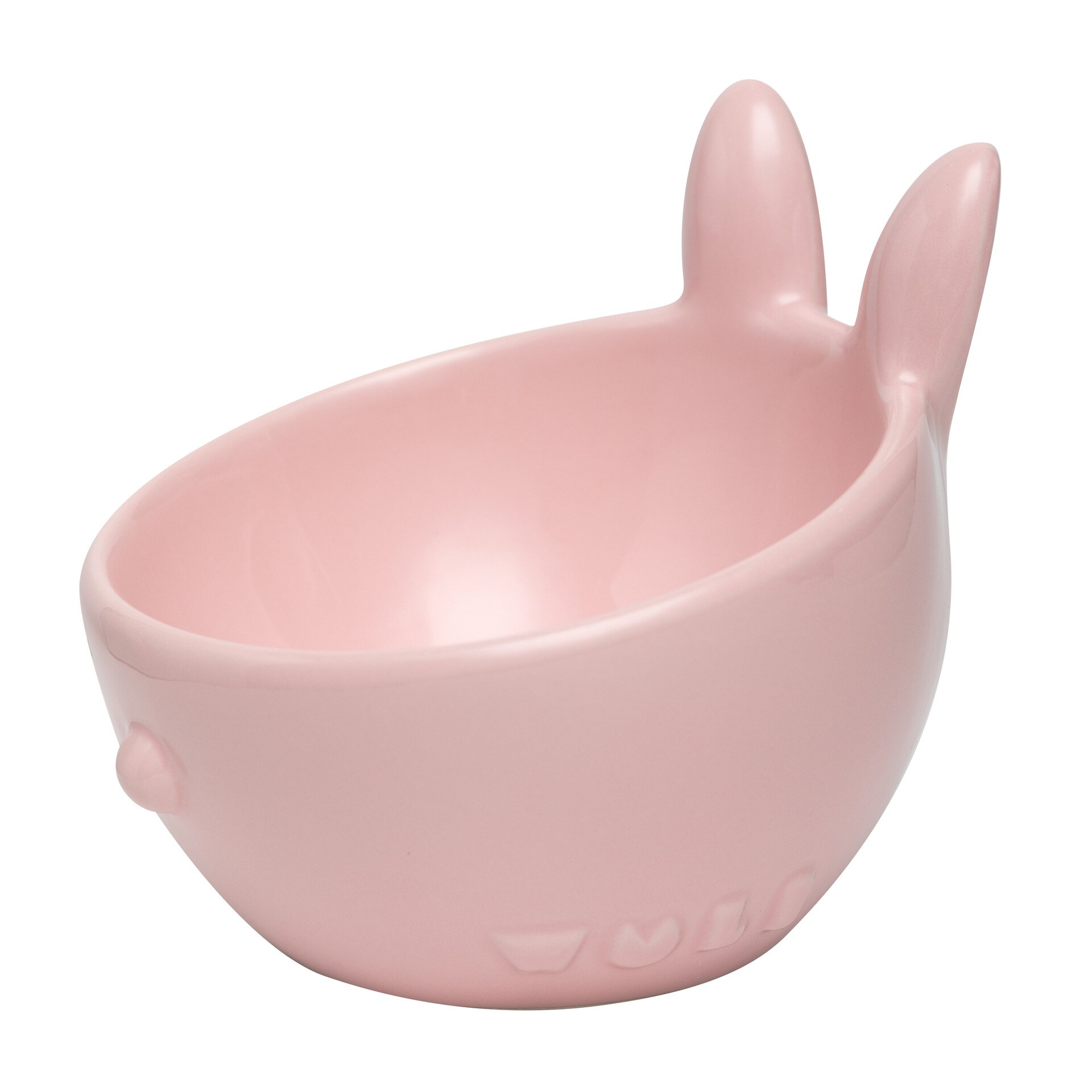 Cuenco con forma de pulpo y conejo para mascotas, protección oblicuo para la boca, Gato de cerámica, accesorios para mascotas: Rabbit Pink