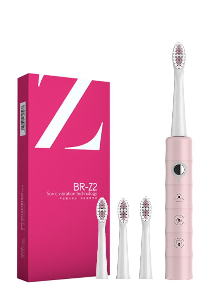 Newest Super Sonic Electric Toothbrushes for Adults Kids Smart Timer Rechargeable Whitening Toothbrush IPX7 with 3 Brush Heads: Pink