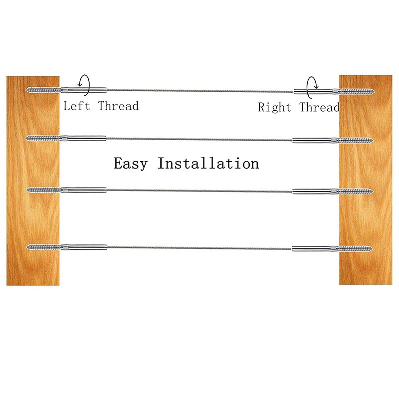 Swage Lag tornillos izquierda y derecha para barandilla de Cable de 1/8 pulgadas, cubierta de escalera de acero inoxidable 316 barandilla poste de madera SISTEMA DE balaustres 30 P