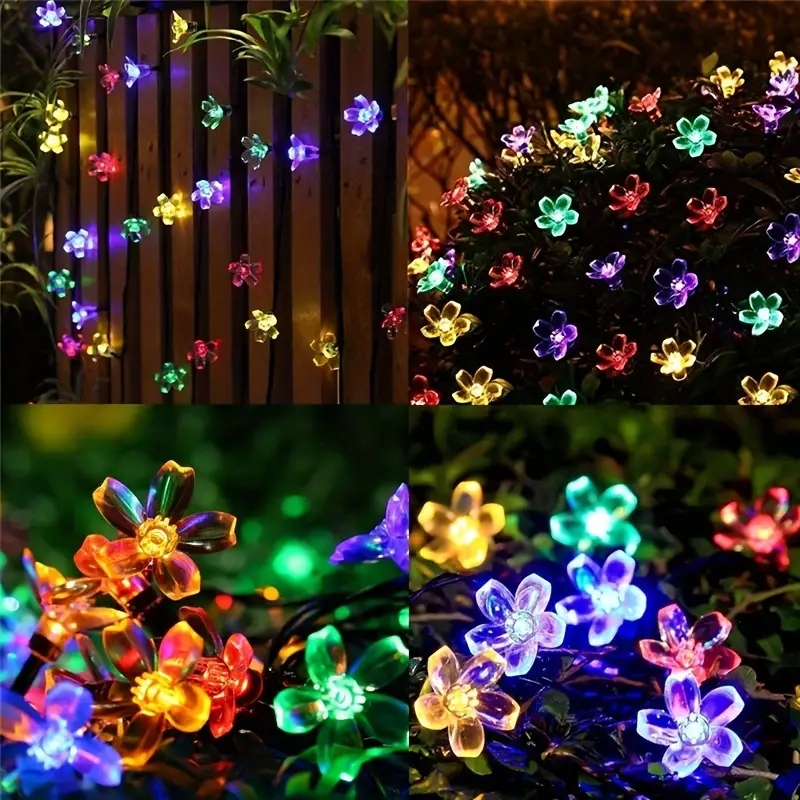 Luces solares de cerezo para jardín, guirnaldas de flores, luces de cadena, lámpara Solar impermeable para decoración navideña al aire libre