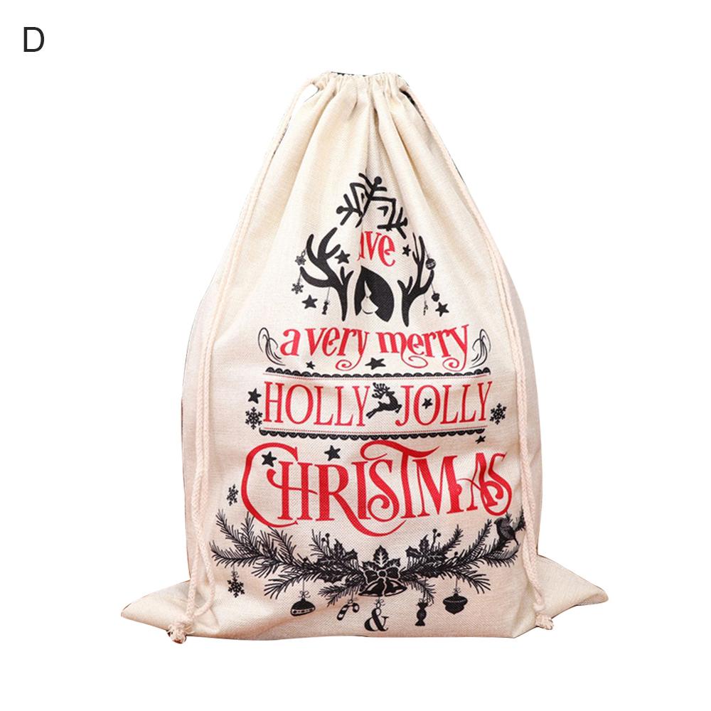 Weihnachten Wiederverwendbare Einkaufstasche unisex Faltbare Baumwolle Stoff Lebensmittel Taschen Kordelzug Lagerung Tasche Reise Paket Tasche für Gi: D