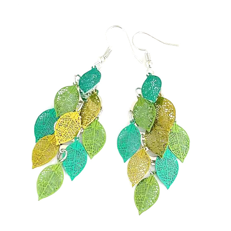 Vintage Hollow Leaves Earrings for Women Bohemian Colorful Long Dangle Earrings Jewelry boucle oreille femme