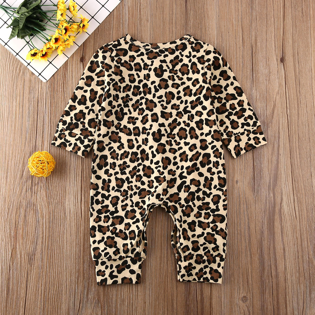 Baby Frühling Herbst Kleidung Neugeborenen Baby Mädchen Rüsche Leoparden Strampler Langarm Gesamt Geschmack Outfits Kleidung