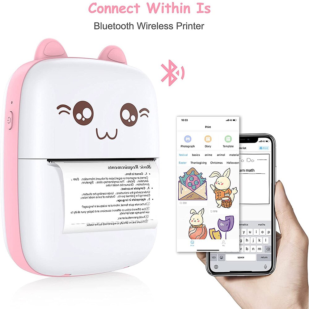 Mini Printer Portable Thermal Printing Machine Bluetooth Mini Photo Picture Label Printer for Android iOS DIY Home Use Printer