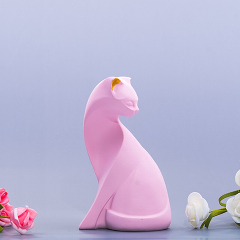 Statue de chat en résine rose de , décoration de café, de bureau, de maison, sculpture de simplicité, tenue douce, 1 pièce