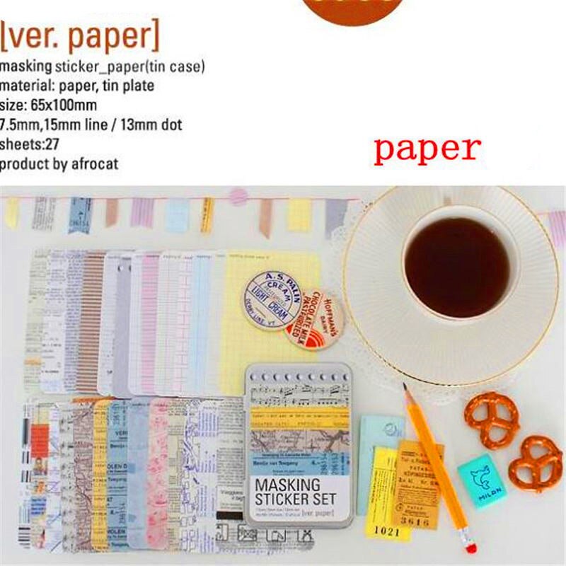27 sheets/bag DIY Cute Kawaii Paper Masking Sticker Set Stationery Office School Supplies For Diary Album Scrapbooking Student: paper