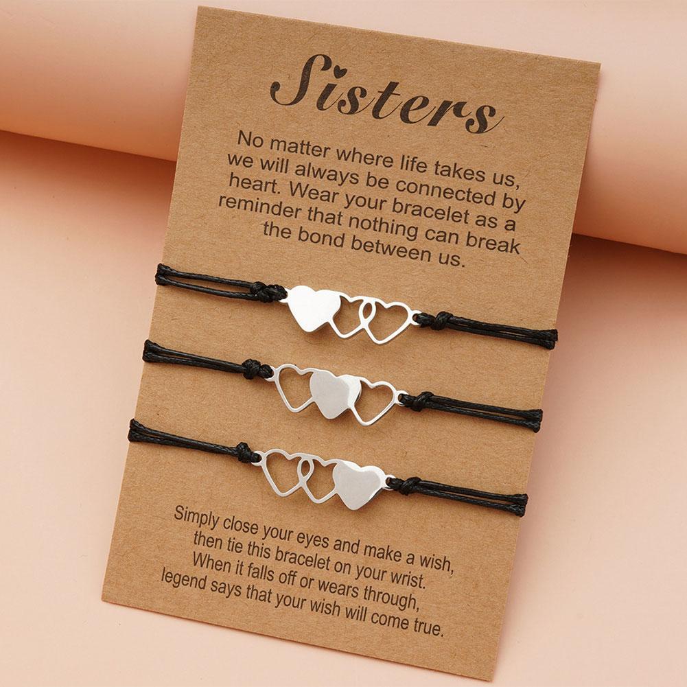 2/3/4/5Pcs Sister Card Bracelet Steel Heart-shaped Good Friend Bracelet Birthday Symbol Of Friendship