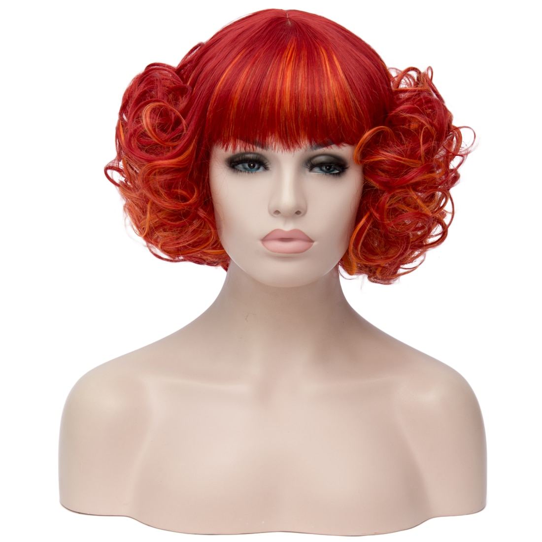 Similler – perruque synthétique courte bouclée pour femme, 10 pouces, coupe au carré, résistante à la chaleur, duveteuse, pour Costume d'halloween, mélange bleu, rose, rouge