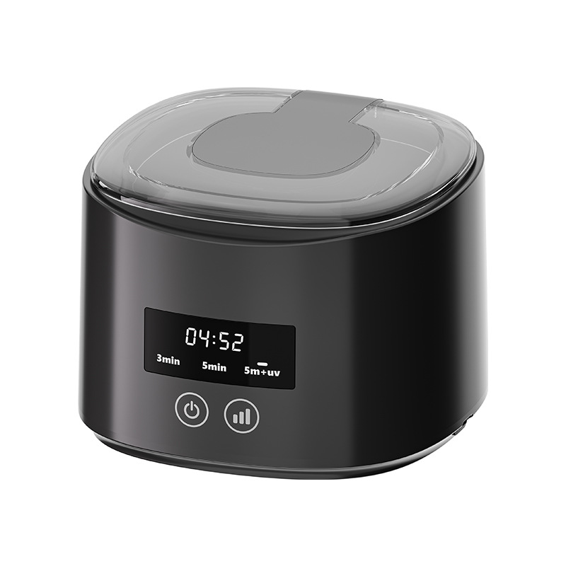 Usb elektrisk ultralydsrenser multifunktionel tandprotese tandbøjleæske rengøring til usynlig retainer tandpleje: Sort