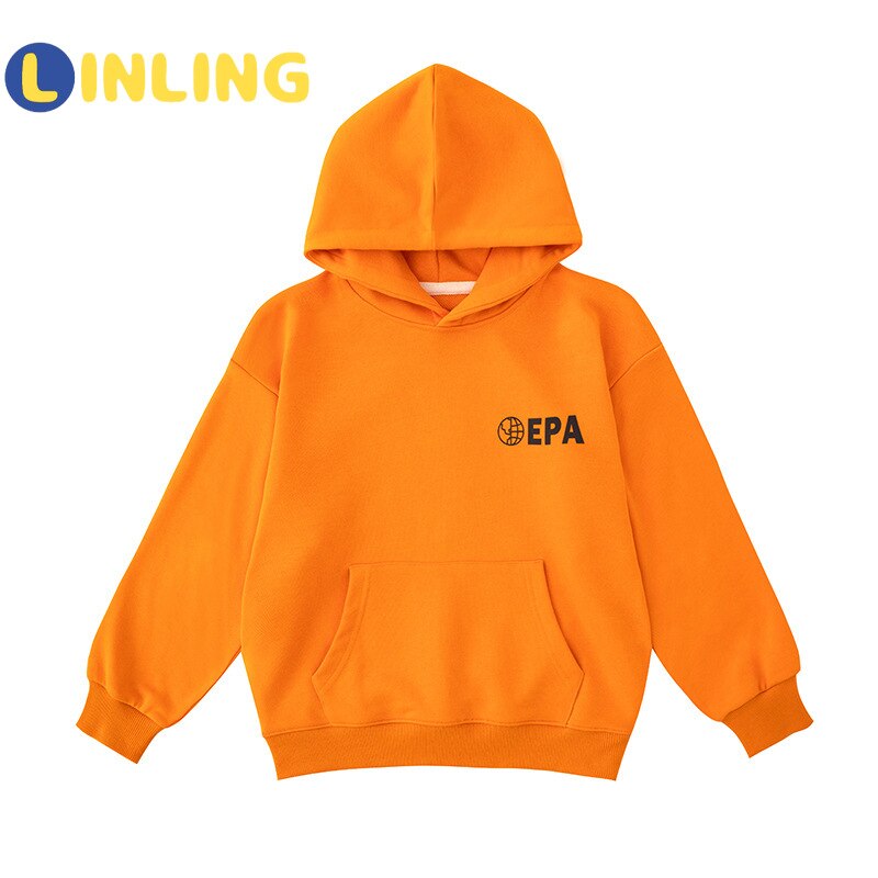 LINLING Otoño Invierno abrigo de algodón activo niños pequeños ropa con gorra para muchachos Sudadera con capucha carta sudadera Tops ropa P255